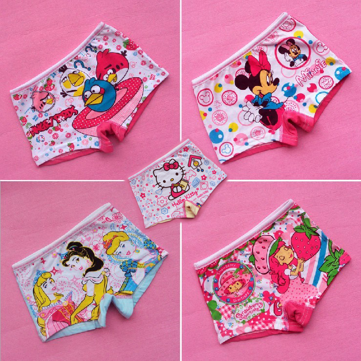 girl cartoon boxer shorts,children's pants  baby Briefs, fit 2-10 years Separate packing 5 kinds of pattern free delivery