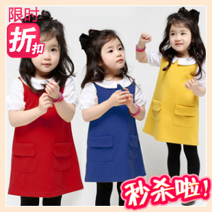 Girl children's clothing female child baby child 2013 spring princess dress vest knitted cotton 100% gentlewomen