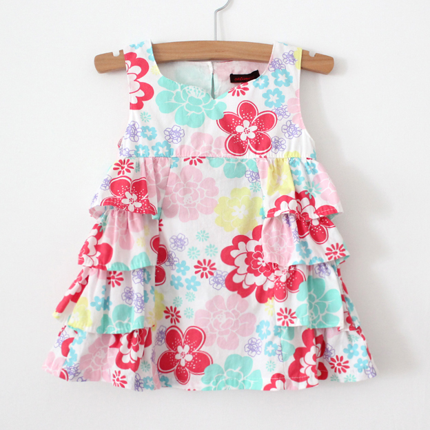 Girls clothing baby child c 100% cotton tank dress big flower cake cute shirt