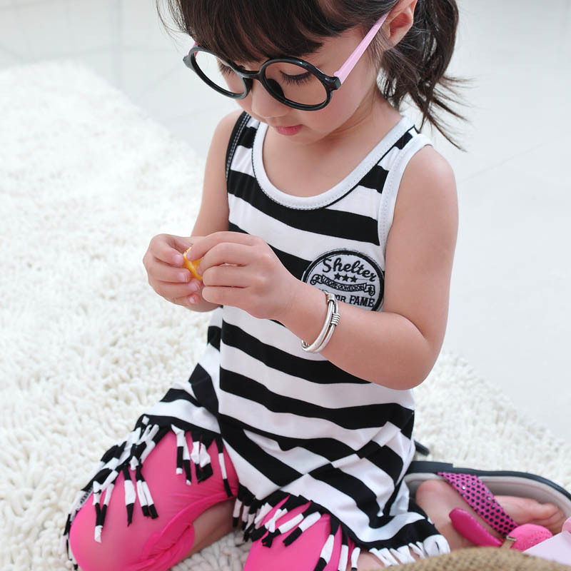 Girls clothing female child stripe long vest design child spaghetti strap vest sleeveless T-shirt baby summer