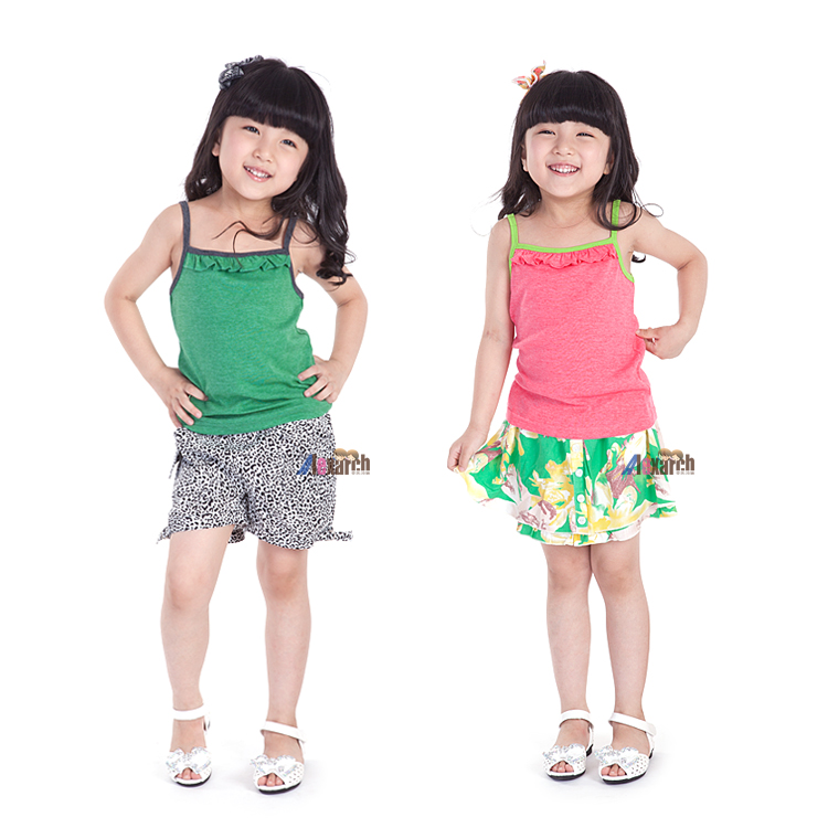 Girls summer clothing 2013 100% all-match cotton rib knitting spaghetti strap small vest t-shirt b2025