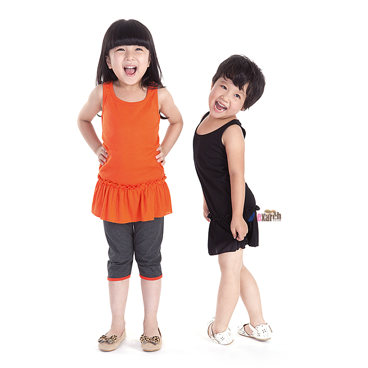 Girls summer clothing 2013 sleeveless rib knitting long design t-shirt a1076