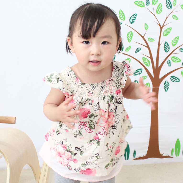 Girls summer clothing baby child j butterfly short sleeve dress tank rustic flower cute shirt