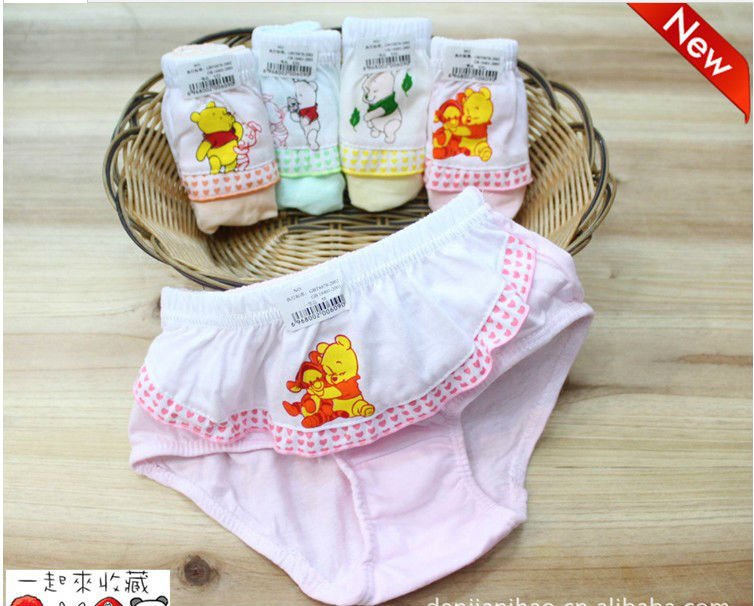 girls underwear briefs fit 2-8 yrs children  bear cotton panties clothing 12 pieces /lot 4 colors 1 size free shipping