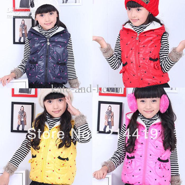 Girls Winter cotton padded Vest jacket warm clothing snowswear kids coats baby clothing