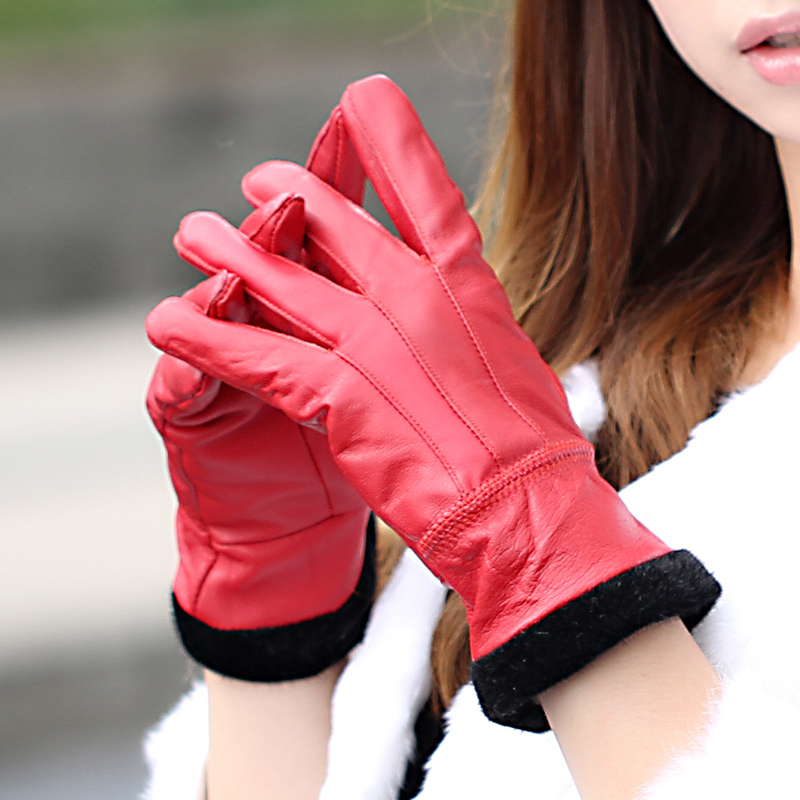 Glady fashion autumn and winter women's sheepskin genuine leather gloves winter thermal leather gloves