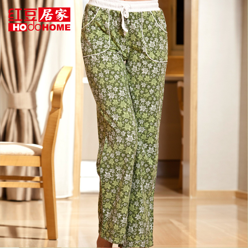 Globalsources at home women's long design pure cotton comfortable pajama pants thin print casual lounge pants