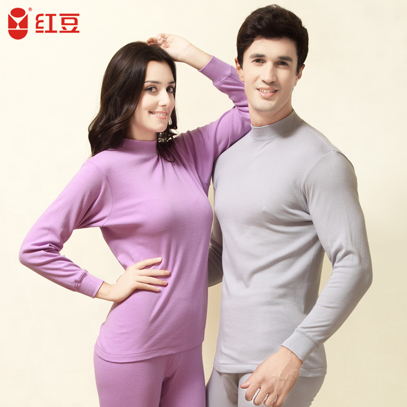 Globalsources full 100% cotton thermal underwear turtleneck thin long johns long johns male women's basic lovers set