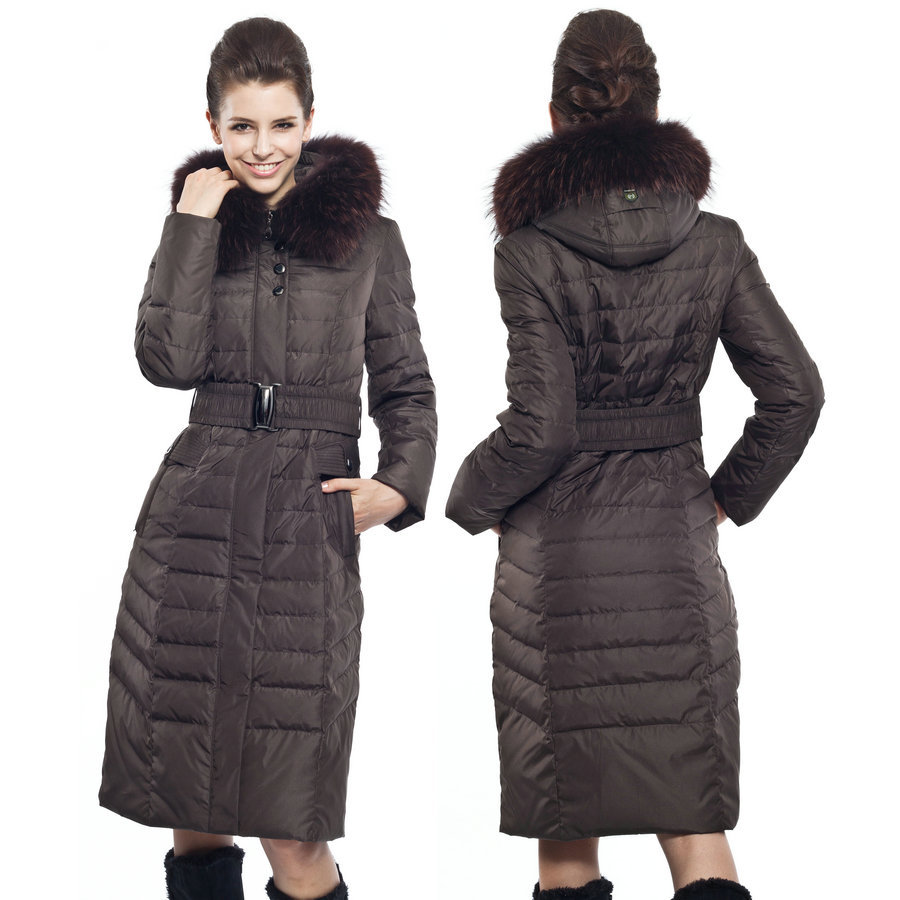 Globalsources winter slim ultra long down coat quinquagenarian women's raccoon fur 1222