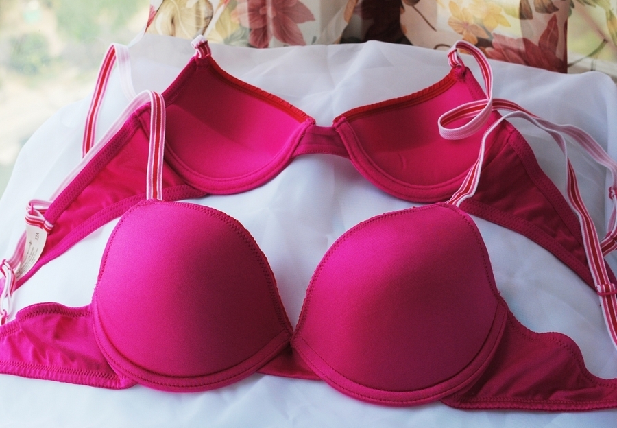 Glossy small push up neon rose smarten underwear bra