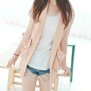 Glutinous rice balls autumn new arrival fashion all-match the big pocket decoration suit vest female mj002