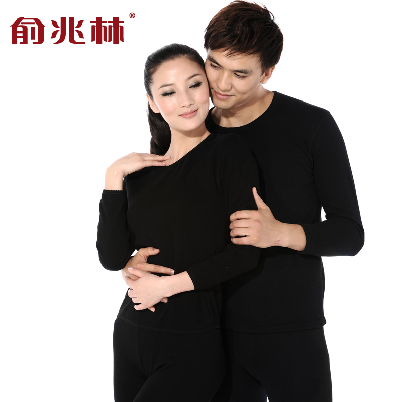 Goatswool kneepad plus velvet thickening thermal underwear male women's set