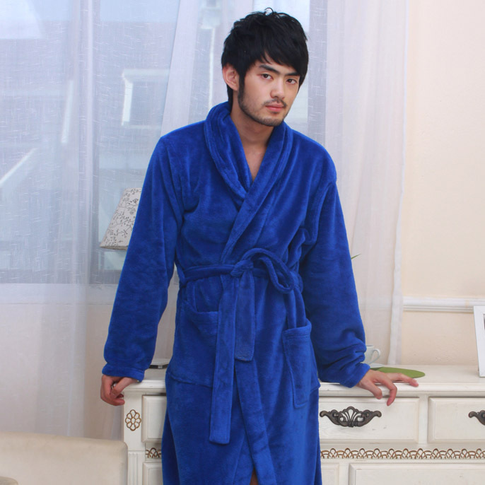 Gold n001 autumn and winter thickening coral fleece bathrobe lovers robe men's robe lounge