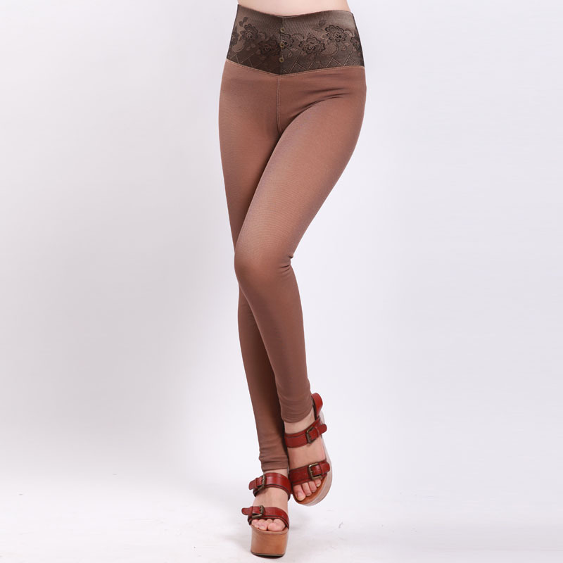 Gold warm pants female thickening high waist abdomen drawing body shaping stovepipe plus velvet legging 3266