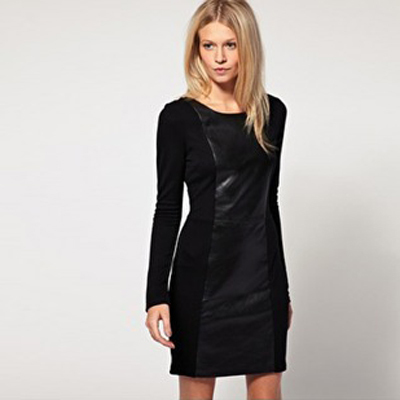 Good quality 2012 fashion asos patchwork women's leather skirt one-piece dress vintage basic skirtA1028