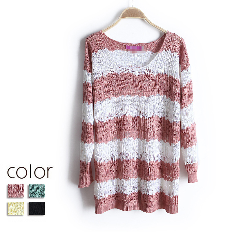 Good quality 2013 spring sweet candy color medium-long coarse cutout sweater wx1398