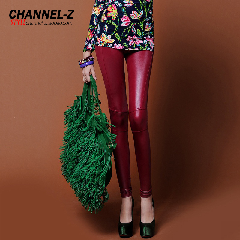 Good Quality Channel-z 2013 fashion vintage all-match slim motorcycle paragraph pencil faux leather legging