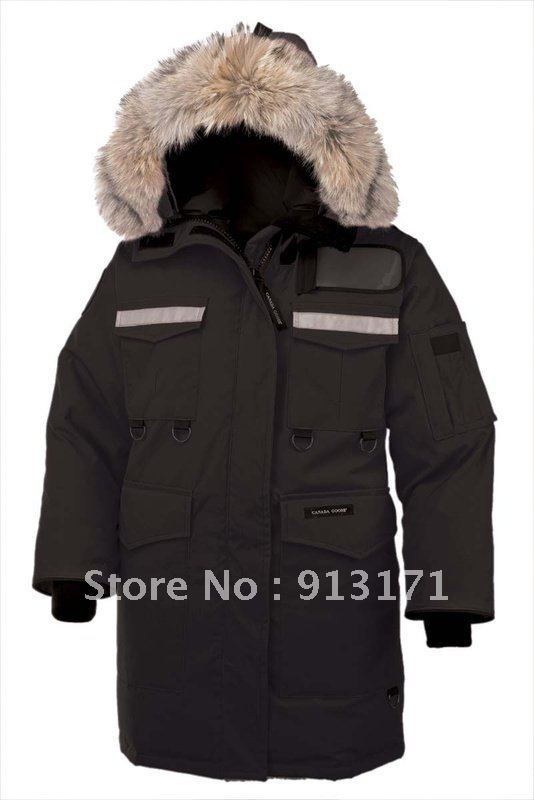 Good Quality Goose Women's Resolute Parka Black 2012 winter Costly high-grade sheep leather Genuine leather down jacket coat