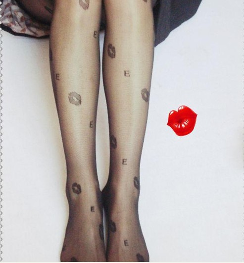 Good quality  lip print Women's Panty hose Fashion Ladies Socks women's clothing  pantynose Free ship