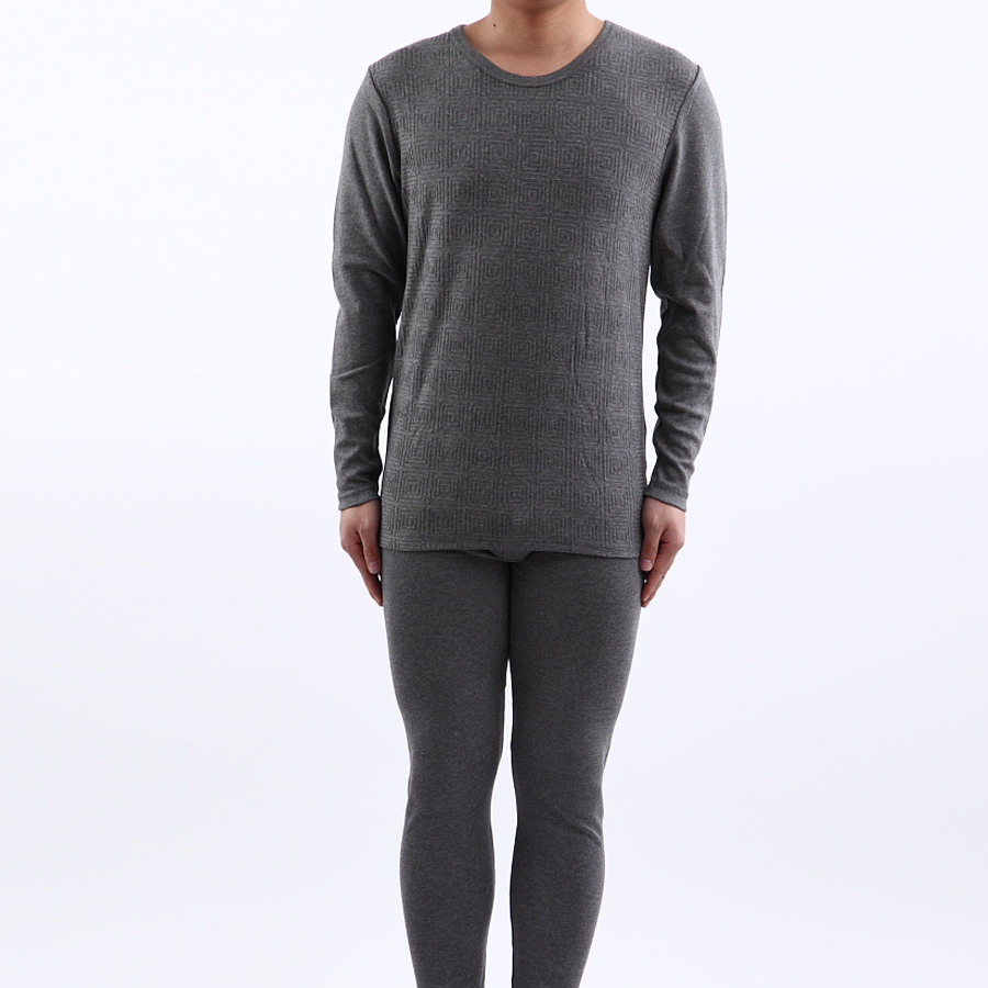 Goodio gds2101 male o-neck jacquard wool thermal knitted underwear set