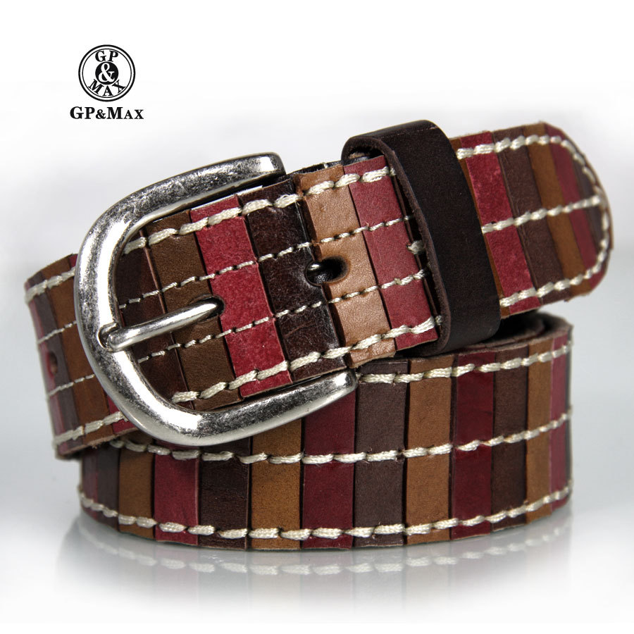 Gpmax women's male genuine leather the first layer of leather belt fashion trend of the pin buckle belt