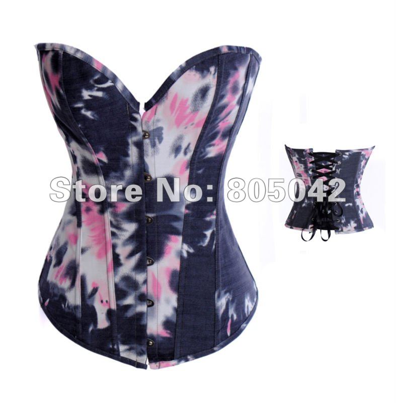 Gradual denim color corset 2012NEW Dropshipping available Jean Bustier 1set/lot+free shipping