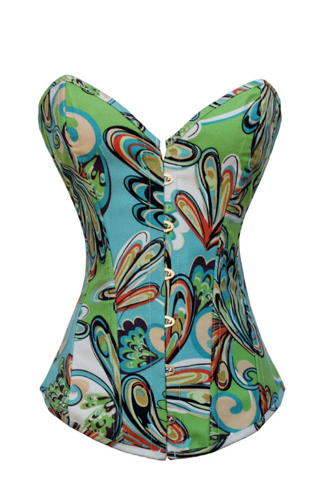 Green doodle three-dimensional push up corset waist beauty care vest 5260 - 2