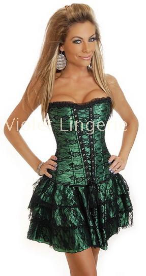 Green three piece set skirt sexy royal shaper , 2162