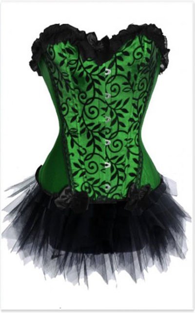 Green with black flower overbust corset skirt suits with Tutu skirt Free shipping - qm812green