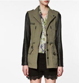 Green  WOMENS PU LEATHER Sleeve Jacket coat TRENCH OUTWEAR PARKA