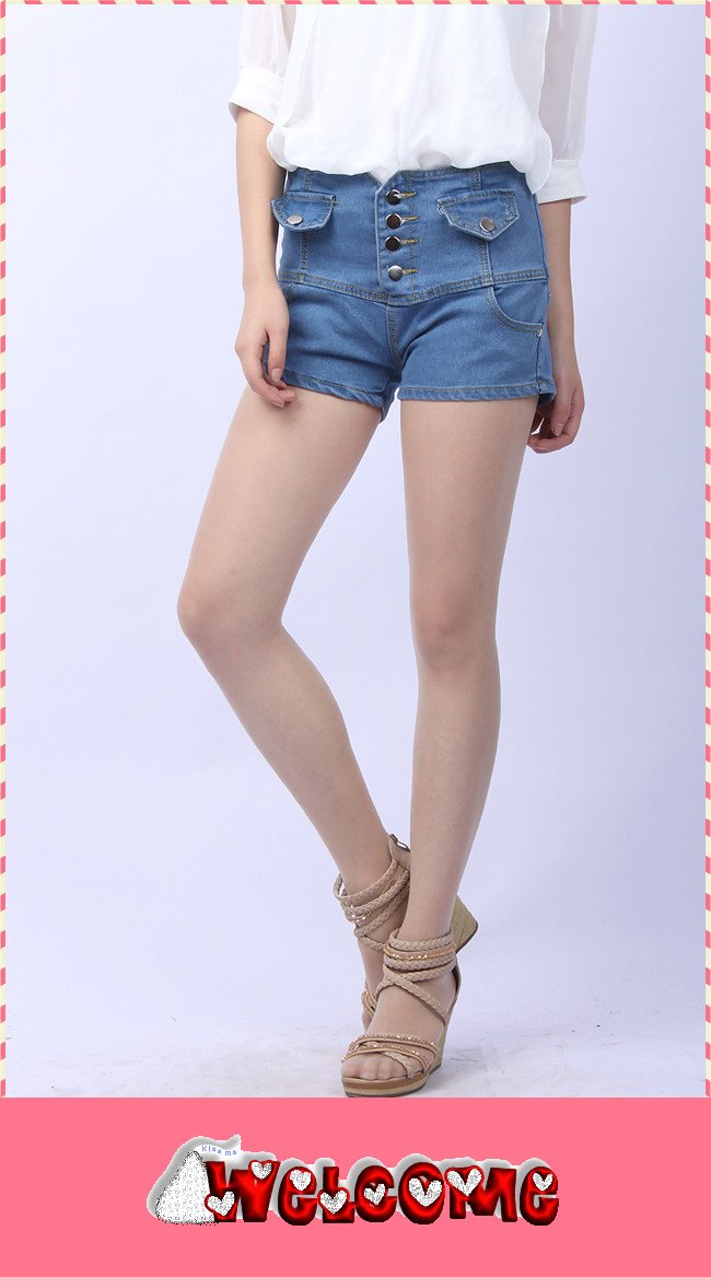 Gril Slim Denim Vintage Cuffed High Waist Skinny Hot Shorts Jeans Pants Free Shipping