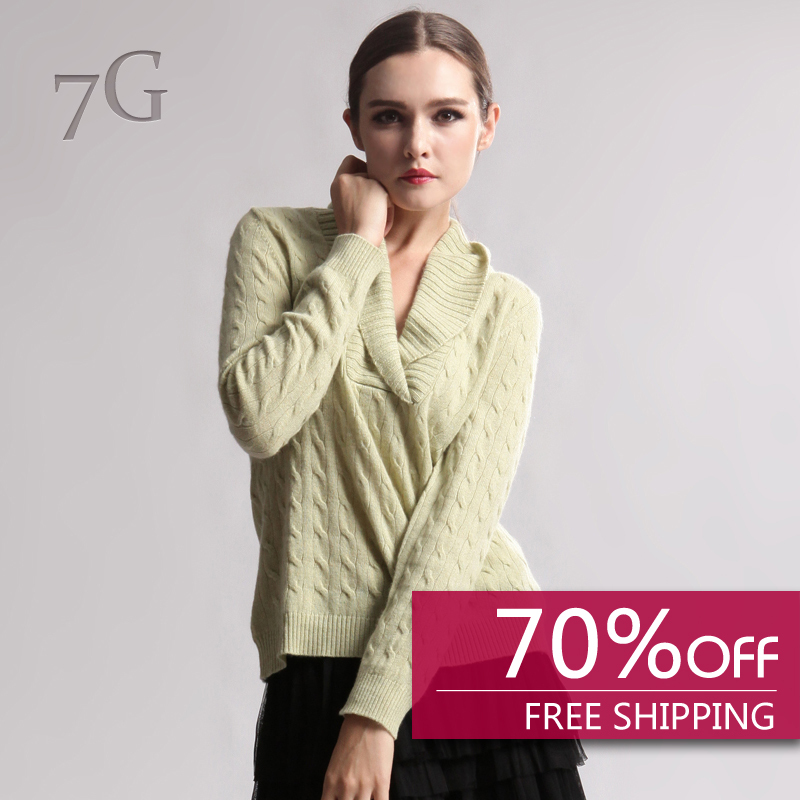 Guaranteed 100% cashmere 2013 HOT SALE Women Fashion Turn-down Collar Cable Pullover Sweater Free Shipping 0206