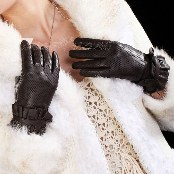 Guaranteed 100% Genuine leather winter gloves L011NC, elegant gloves Free Shipping