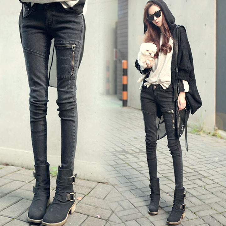 Gurbaks female zipper skinny jeans high quality trend design female pencil pants