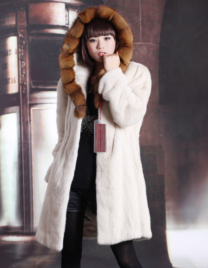 H3 h 2012 small mink hooded fur coat fur overcoat