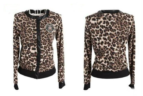 H3150 perfect slim fashion jacket type leopard print patchwork short jacket