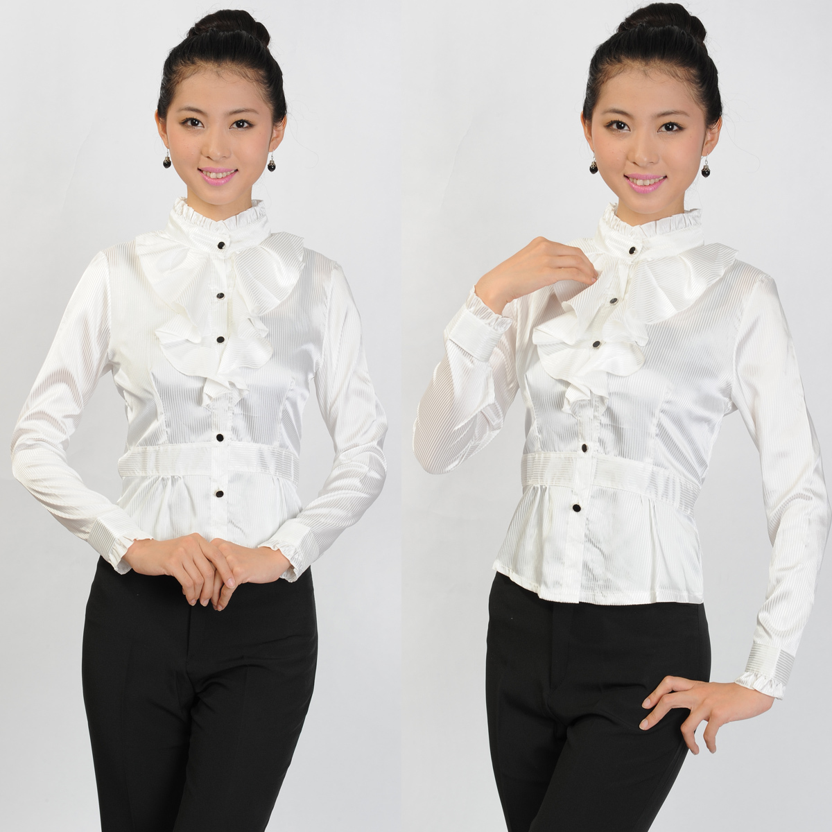 H604 work wear summer female work wear long-sleeve shirt front desk uniform tooling shirt