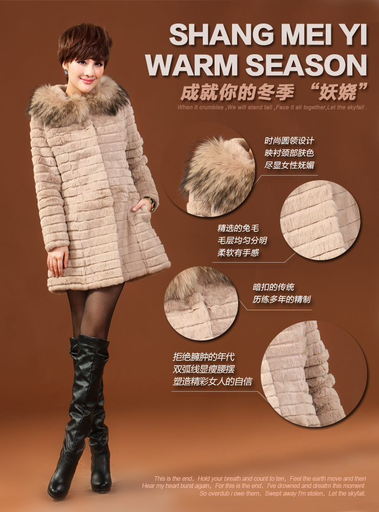 Haining fur 2013 winter new women's rabbit fur coat raccoon fur collar and long sections A penalty at ten