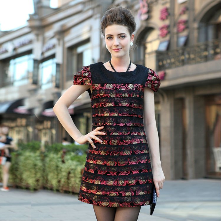 Haining leather lady cultivate one's morality stamping printing round collar sheep skin dress