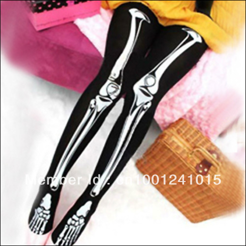 Halloween Skeleton Bone Printed Pants Tights Pantyhose Leggings Lady Stockings [22900|01|01]