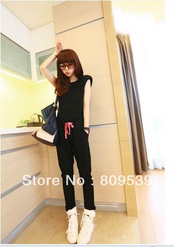 Han summer sleeveless vest conjoined twin pants leisure trousers harlan pants even body pants panty pure color suit