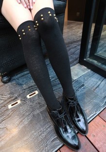 Handmade customize new arrival street punk cool stockings rivet yarn stocking