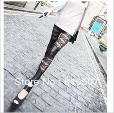 HanGuoYuan single high-end rose bud silk imitation leather pants nine points backing pants Free shipping