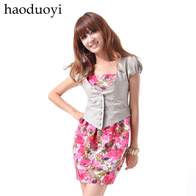 Haoduoyi 2012 single breasted grey linen slim waist vest 5 full free shipping