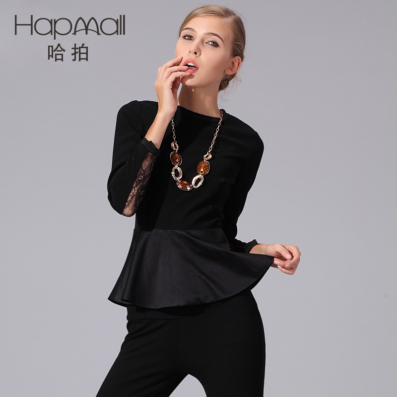 Hapmall 2013 royal ruffle lace patchwork short slim top short jacket