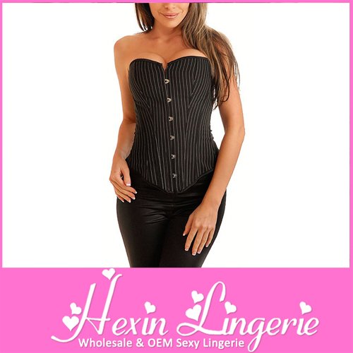 [Happy Christmas] Sexy Lingerie Corset Free Shipping Stripe Design Grace Lady Overbust Corselet Size S M L XL XXL #LB4434