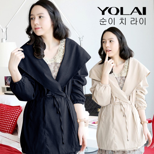 Happymaman big collar fashion trench maternity outerwear 2012 trench maternity