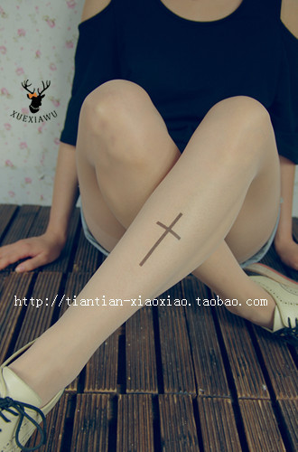 HARAJUKU calf cross ultra-thin transparent incarcerators pantyhose basic fashion vintage stockings