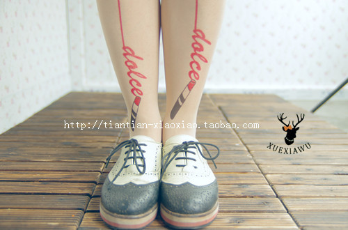 HARAJUKU lipstick ultra-thin transparent incarcerators pantyhose basic fashion vintage stockings