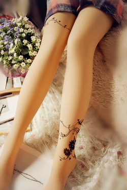 HARAJUKU summer ultra-thin print rompers stockings socks female